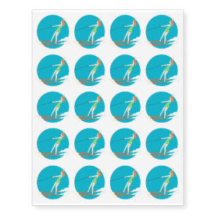 Vintage-style Waterski Temporary Tattoos