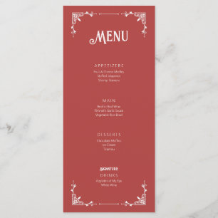 Vintage Style Wedding Event Menu Flat Card Mauve
