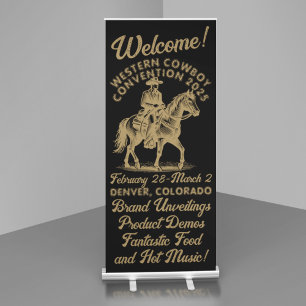 Vintage-Style Western Cowboy Convention Retractable Banner