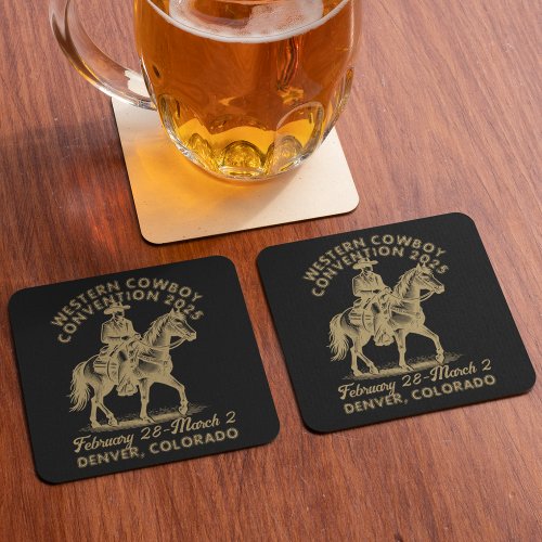 Vintage_Style Western Cowboy Convention Square Paper Coaster