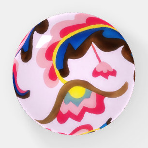 Vintage Style Whimsical Floral Art Glass Paperweight