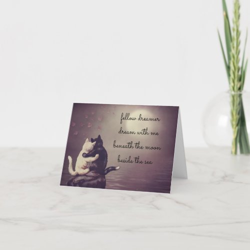 Vintage Style Whimsical Poetry Cat Note Card