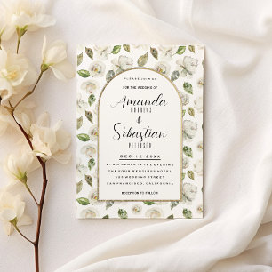 Vintage style white mint romantic floral Wedding Invitation