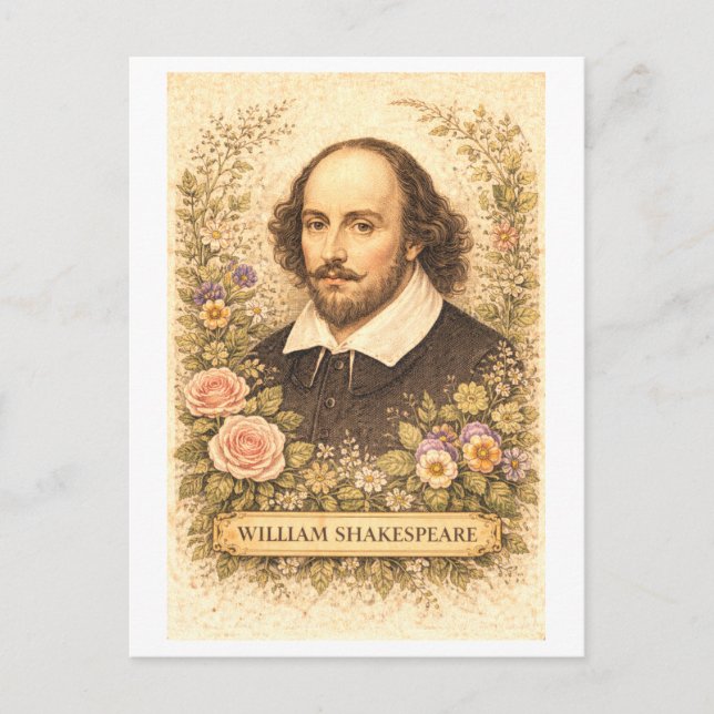Vintage-Style William Shakespeare Author Postcard (Front)