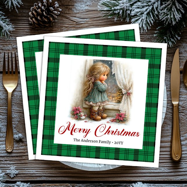 Vintage Style Winter Scene Personalized Napkins (Vintage Style Winter Scene Personalized Napkins)