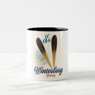 Vintage style Winterberg Germany Ski poster Two-Tone Coffee Mug