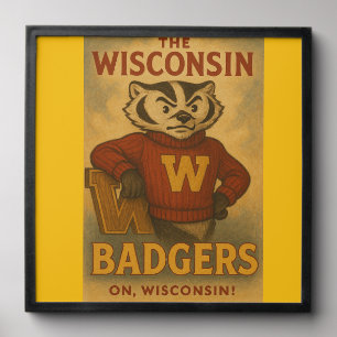 Vintage-Style Wisconsin Badgers Mascot Poster – Peel And Stick Photo Tile
