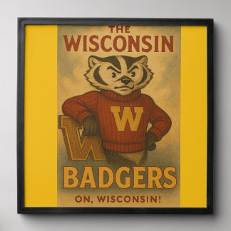 Vintage-Style Wisconsin Badgers Mascot Poster – Peel And Stick Photo Tile
