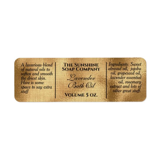 Vintage style woven gold foil soap and cosmetic label