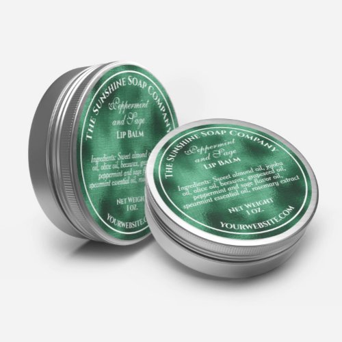 Vintage style woven green foil soap cosmetic classic round sticker