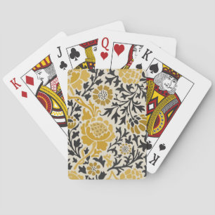 Vintage-style yellow and black floral  pattern poker cards
