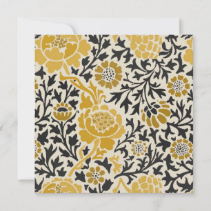Vintage-style yellow and black floral pattern thank you card