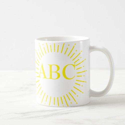 Vintage Style Yellow Sun Burst  Custom Monogram Coffee Mug