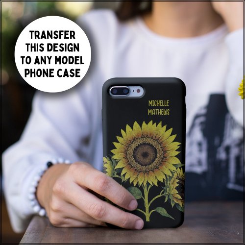 Vintage style yellow sunflower painting  iPhone 13 case