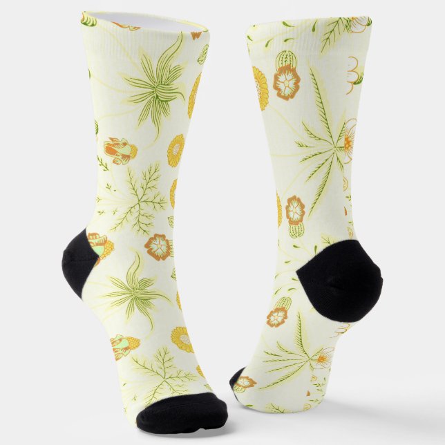Vintage Style Yellow Textile Fun Socks (Angled)
