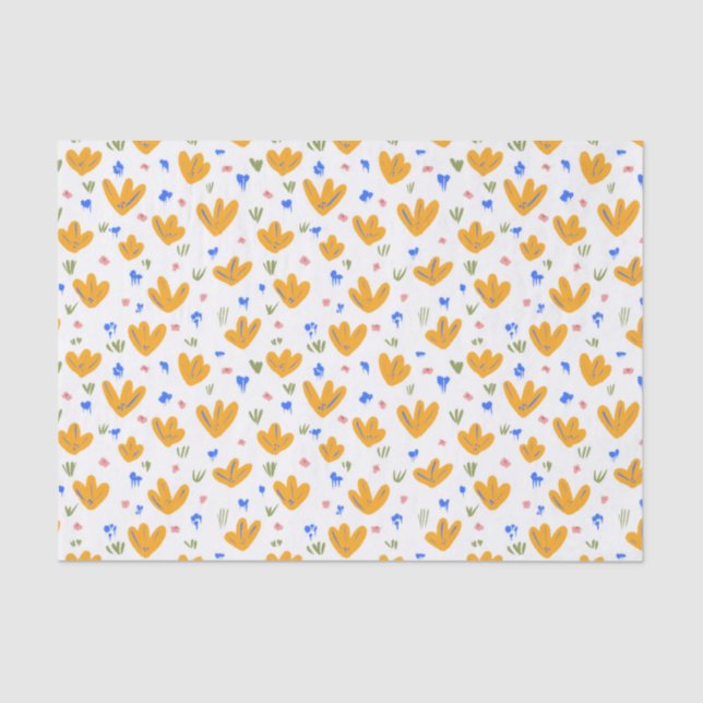 Vintage Style Yellow Wildflower Pattern Tissue Paper (Front)