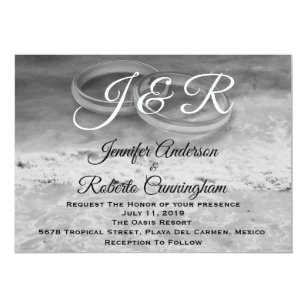 Black And White Beach Wedding Invitations 1