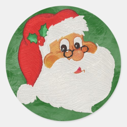 Vintage Styled Black Santa Cartoon Classic Round Sticker