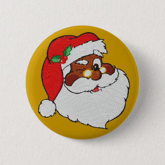 Vintage Styled Black Santa Image Button