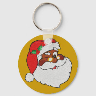 Vintage Styled Black Santa Image Keychain