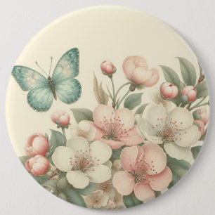 Vintage styled floral/spring butterfly button