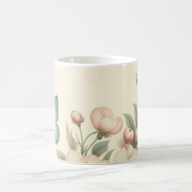 Vintage styled floral/spring butterfly coffee mug (Center)