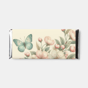 Vintage styled floral/spring butterfly hershey bar favors