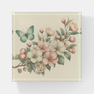 Vintage styled floral/spring butterfly paperweight
