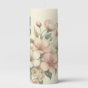 Vintage styled floral/spring butterfly pillar candle