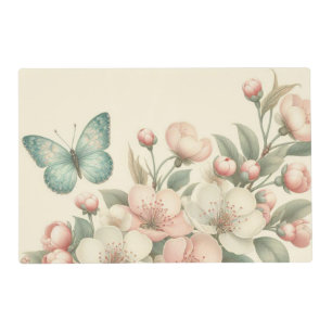 Vintage styled floral/spring butterfly placemat