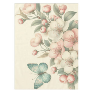 Vintage styled floral/spring butterfly tablecloth