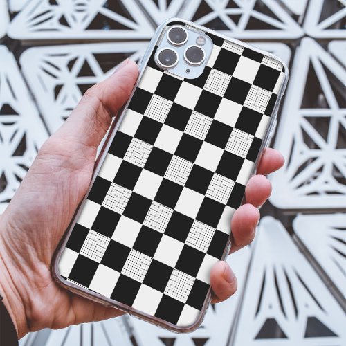 Vintage Stylish Black  white checkerboard Case_Mate iPhone 14 Case