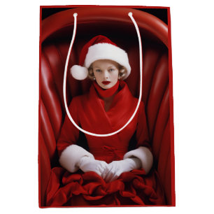 Vintage Stylish Mrs Claus Medium Gift Bag