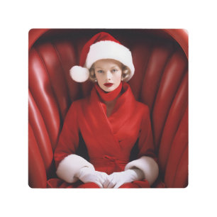 Vintage Stylish Mrs Claus Metal Print