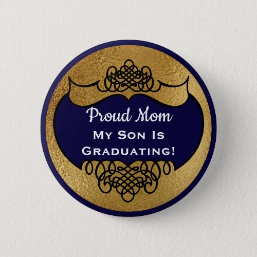 Vintage Stylish Proud Parent Graduation Name Tag Button