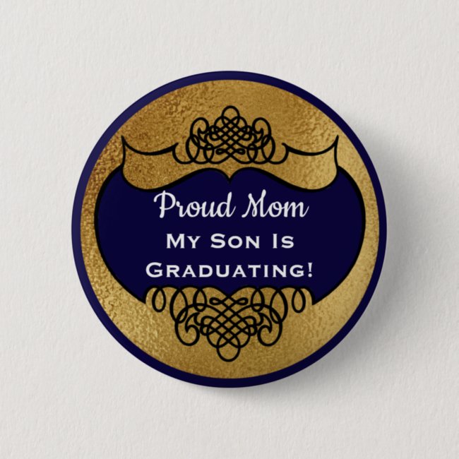 Vintage Stylish Proud Parent Graduation Name Tag Button