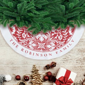 Vintage Stylish Red White Christmas Floral Pattern
