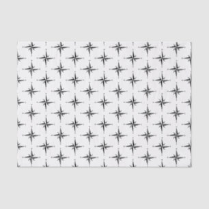 Vintage Stylized Black Compass Rose Drawing Tissue Paper