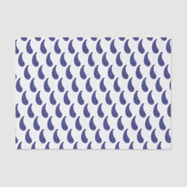 Vintage Stylized Blue White Paisley  Tissue Paper (Front)