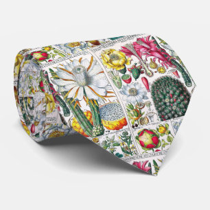 Vintage Stylized Cactus Botanical Book Plate #32 Neck Tie