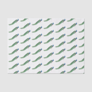 Vintage Stylized Colorful Peacock Perched on Table Tissue Paper