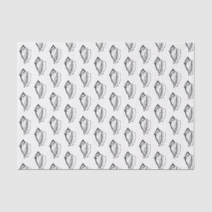 Vintage Stylized Conch Shell Black Tissue Paper