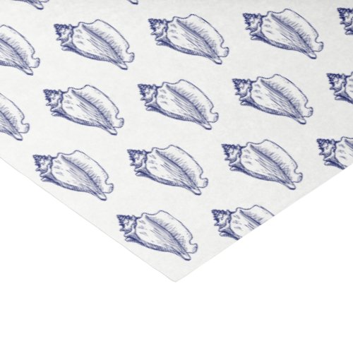 Vintage Stylized Conch Shell Blue Tissue Paper