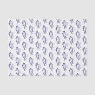 Vintage Stylized Conch Shell Blue Tissue Paper