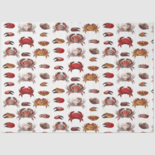 Vintage Stylized Crabs and Crab Claws Tissue Paper