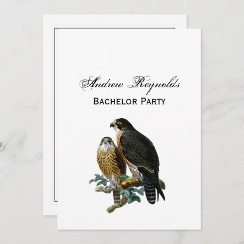 Vintage Stylized Falcons on a Branch Invitation