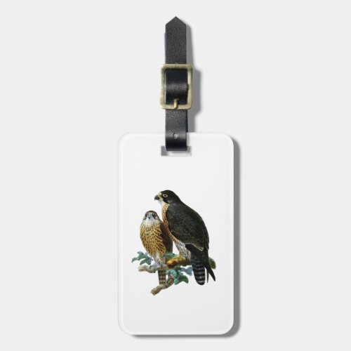 Vintage Stylized Falcons on Branch Luggage Tag