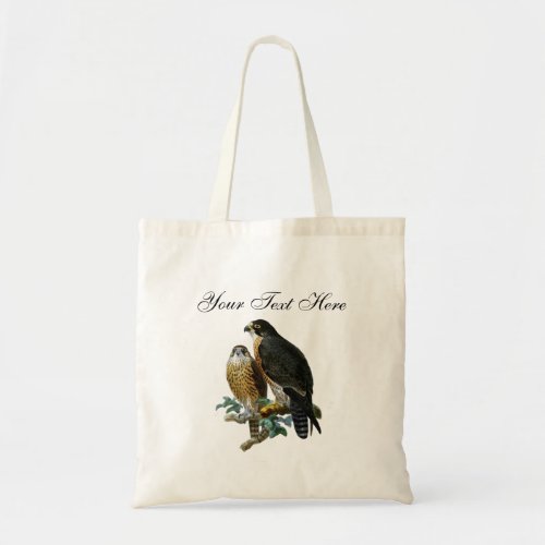 Vintage Stylized Falcons on Branch Tote Bag
