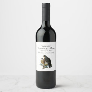 Vintage Stylized Falcons on Branch Wine Label