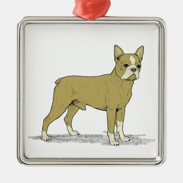 Vintage Stylized French Bulldog C Metal Ornament (Front)